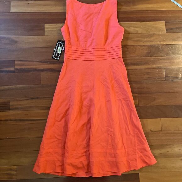 NWOT Positive Attitude Linen Blend Maxi Dress A Line 10P V Neck Red Orange - Picture 12 of 13